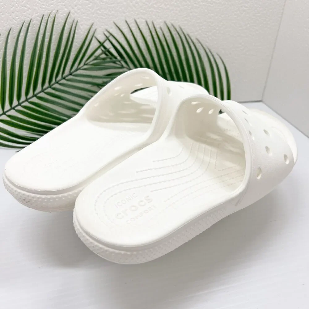 Crocs Unisex Adults' White Croslite Slip On Classic Slide Sandals Size 9M 11W